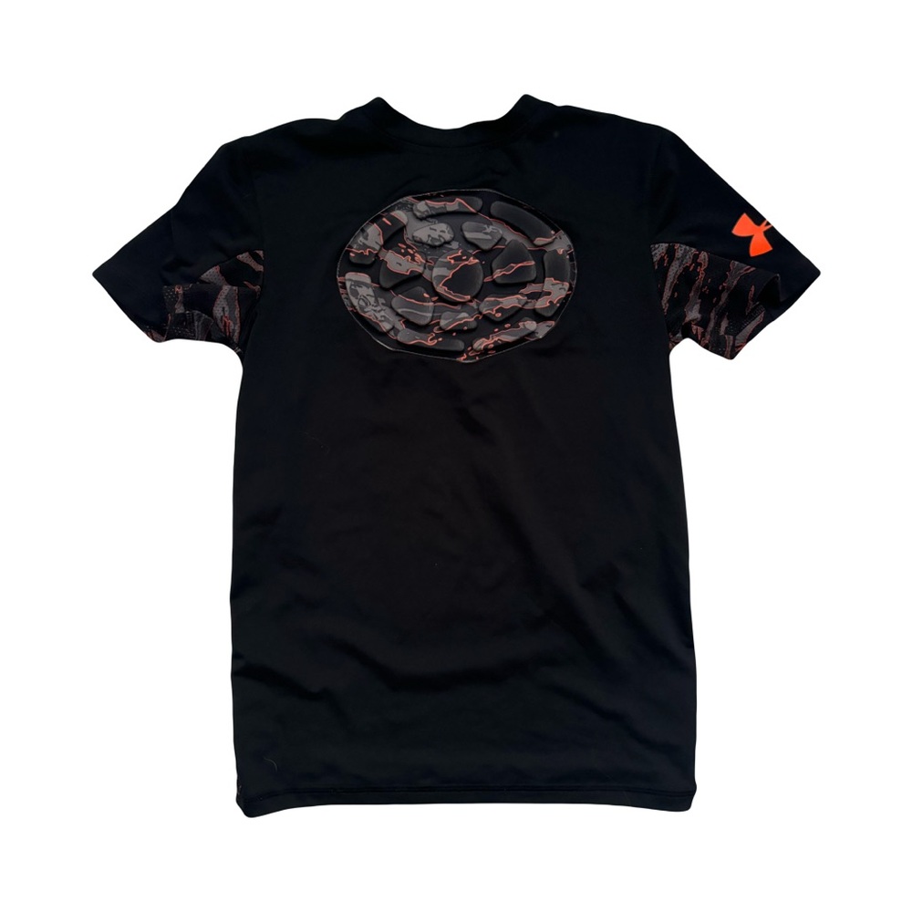 Boy’s Size Small Under Armour Black and Orange Sternum Guard Baseball T-Shirt